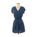 Gap Casual Dress - Wrap: Blue Grid Dresses - Women's Size Small