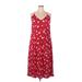 Old Navy Casual Dress - A-Line V-Neck Sleeveless: Red Floral Dresses - Women's Size 2X-Large