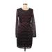 Express Casual Dress - Sheath Crew Neck Long sleeves: Burgundy Dresses - New - Women's Size Medium