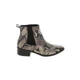 Steve Madden Boots: Chelsea Boots Chunky Heel Bohemian Black Snake Print Shoes - Women's Size 7 1/2 - Almond Toe