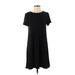 Ann Taylor LOFT Casual Dress - Mini Crew Neck Short sleeves: Black Solid Dresses - Women's Size Small Petite