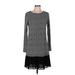 MICHAEL Michael Kors Casual Dress - A-Line Crew Neck Long sleeves: Black Color Block Dresses - Women's Size Medium