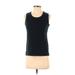 Croft & Barrow Sleeveless T-Shirt: Black Solid Tops - Women's Size Small