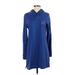 Vineyard Vines Casual Dress - Mini High Neck Long sleeves: Blue Print Dresses - Women's Size Small