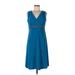 Jessica Howard Cocktail Dress - Party V Neck Sleeveless: Teal Solid Dresses - Women's Size 12 Petite