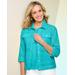 Blair Women's Forever Eyelet Jacket - Blue - PL - Petite