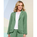Blair Women's Look-Of-Linen Long Sleeve Blazer - Green - M - Misses