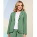 Blair Women's Look-Of-Linen Long Sleeve Blazer - Green - PL - Petite