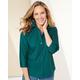 Blair Women's Foxcroft Wrinkle-Free Solid 3/4 Sleeve Shirt - Green - 14P - Petite