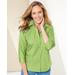 Blair Women's Foxcroft Wrinkle-Free Solid 3/4 Sleeve Shirt - Green - 10P - Petite