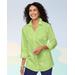 Blair Women's Foxcroft Wrinkle-Free Solid Long Sleeve Tunic - Green - 14P - Petite