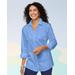 Blair Women's Foxcroft Wrinkle-Free Solid Long Sleeve Tunic - Blue - 14P - Petite