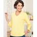 Blair Women's Essential V-Neck 3/4 Sleeve Tee - Yellow - 2X - Womens