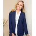 Blair Women's Look-Of-Linen Long Sleeve Blazer - Blue - PXL - Petite