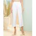 Blair Women's Stretch Look-Of-Linen Crop Pants - White - PL - Petite