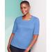 Blair Women's Basic Knit Square Neck Short Sleeve Tee - Blue - S - Misses