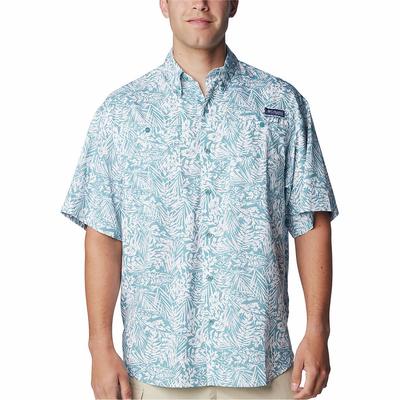 Columbia Men's PFG Super Tamiami Short Sleeve Shirt (Size XXL) Canyon Blue, Polyester
