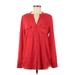 Calvin Klein Long Sleeve Blouse: Red Tropical Tops - Women's Size Medium