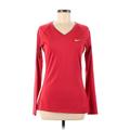 Nike Active T-Shirt: Red Solid Activewear - Women's Size Medium