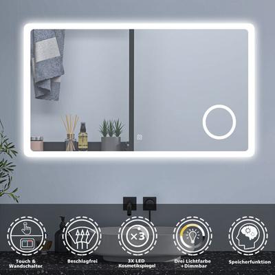 120 x 70 cm Badspiegel Wandspiegel Badezimmerspiegel LED Touch Beleuchtung