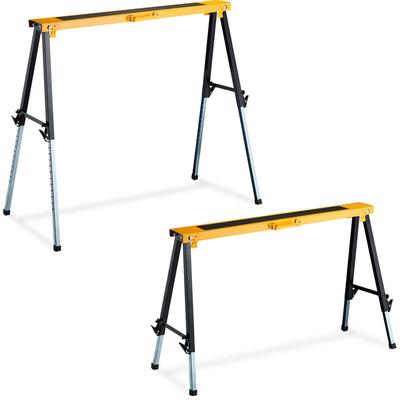 Klappbock, 2er Set, faltbarer Gerüstbock, bis 100kg, Griff, 12-fach höhenverstellbar 64-91,5cm, Image