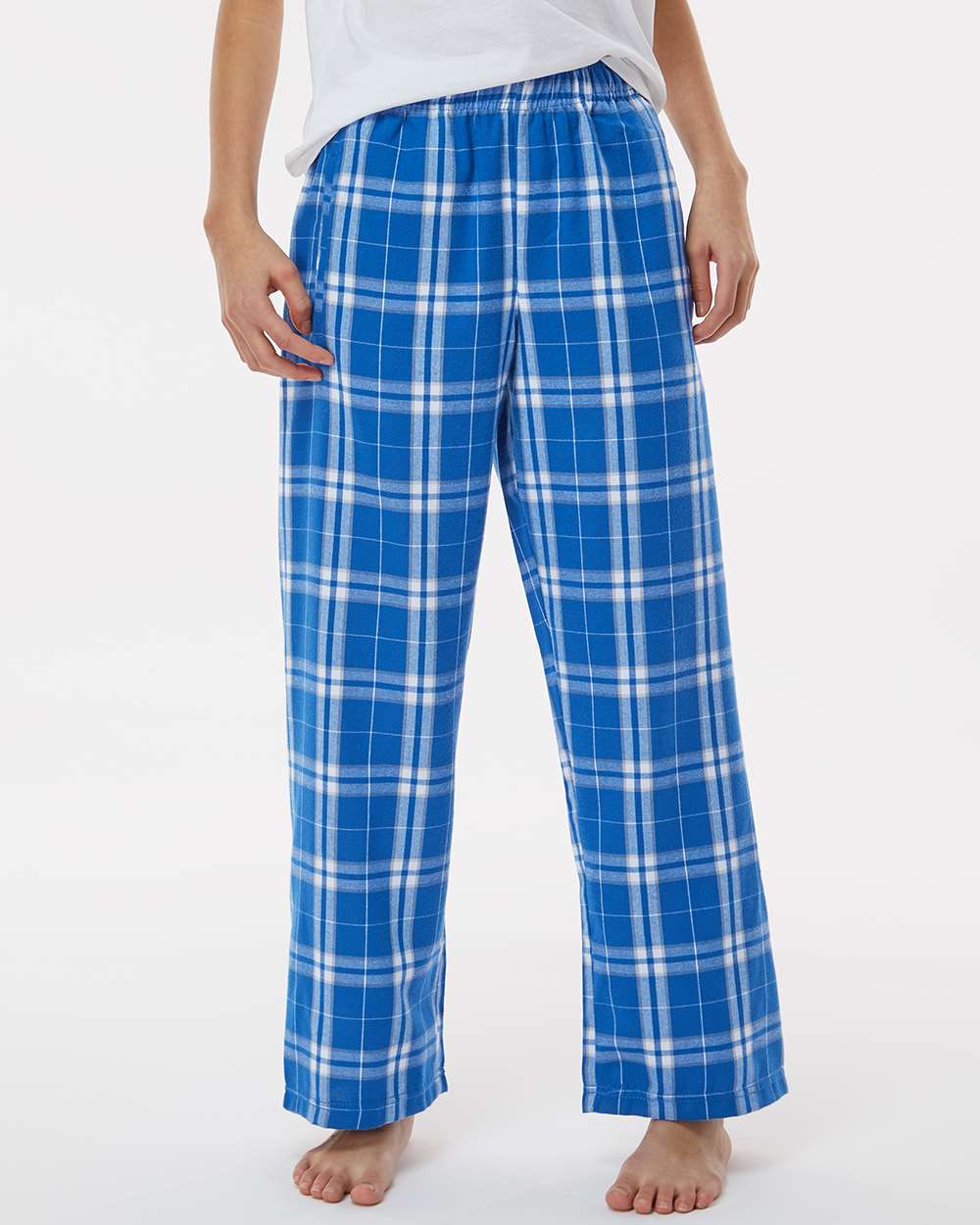 Boxercraft BY6624 Youth Polyester Flannel Pant in Royal/Silver Plaid size Small