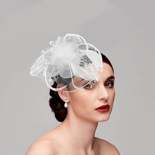 Feder-/Netz-Fascinators Kentucky Derby-Hut/Vogelkäfigschleier mit 1 Stück Kopfbedeckung für Hochzeit/Party/Abend/Damentag