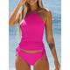 Women's Swimwear 2 Piece Normal Swimsuit Halter Quick Dry Plain Asymmetric Neck Stylish Casual Bathing Suits