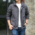 Men's Lightweight Jacket Cargo Jacket Hoodie Jacket Outdoor Daily Wear Warm Pocket Fall Winter Plain Fashion Streetwear Hooded Regular Black Khaki Dark Blue Grey Jacket