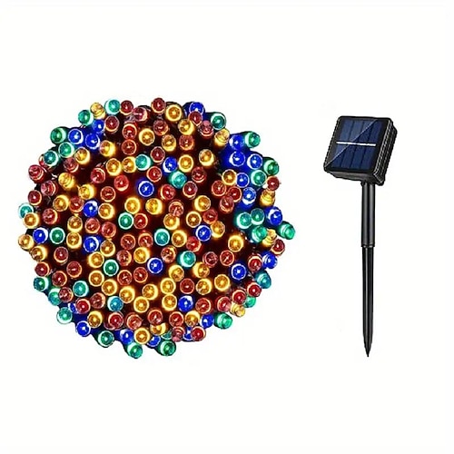 Elegante Hochzeitsfeier 1000/500/300/200/100/50/30LED Solar Lichterkette 8 Modi Solarlichter wasserdicht für Gärten Hochzeiten Partys Häuser Bäume Vorhänge Außenbereich Image