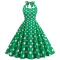 1950er Offener Rücken Cocktailkleid Midlänge Kleid Ärmellose Kleider A-Linie Kleid Normal Ärmellos Gerüscht Tupfen Punkte Druck Ballkleid V Ausschnitt Neckholder Damen Valentinstag Maskerade