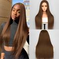 Dark Brown 13x4 Lace Frontal Wigs Straight Human Hair HD Transparent Lace Free Part Hairline with Baby Hair Color #4 Chocolate Hair 130%/150%/180% Density