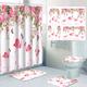 4 Pcs Shower Curtain Set Bathroom Sets Modern Home Bathroom Decor with Bath Mat U Shape and Toilet Lid Cover Mat and 12 Hooks