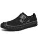 Herren Loafer Slip On Komfort-Müßiggänger Slip-on-Sneakers Handgefertigte Schuhe Wasser-Schuhe Wanderschuhe Klassisch Brautkleider schlicht Täglich Gitter Leder Atmungsaktiv Klettverschluß