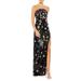 Floral Sequin Strapless Column Gown