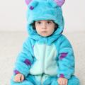 Little Monster Single Layer Cute Hooded Bodysuit, Toddler Baby's Zip Up Party Cosplay Jumpsuit