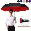 Three-fold Automatic Folding Umbrella, Windproof Men's And Women's Reinforced Thickened Business Sunny And Rainy Umbrella