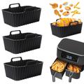 1pc/2pcs Air Fryer Silicone Liners, Reusable Air Fryer Silicone Pot, Non-stick Rectangle Air Fryer Accessories, Dual Basket