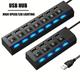 7 Ports/ 4 Ports Led Usb 2.0 Adapter Hub Power On/ Off Switch For Pc Laptop Computer