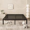 QUALEONA Queen Bed Frame 14 Inches Platform Bed Frame 3500lbs Heavy Duty Steel Slat Anti-Slip Support No Box Spring Needed Noise Free Easy Quick Assembly Underbed Storage Space Bla