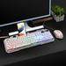 UAEBM T25 Game Luminous 104 Key Mouse and Keyboard Set Wired Metal Panel Mechanical Hand FeelingMouse and Keyboard Set with Mobile Phone Bracket White