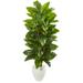 Nearly Natural 63in. Large Leaf Philodendron Artificial Plant in White Planter (Real Touch)