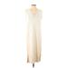 Zara Casual Dress - Midi V Neck Sleeveless: Ivory Print Dresses - Women's Size Small