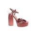 Zara TRF Heels: Strappy Platform Boho Chic Burgundy Print Shoes - Women's Size 39 - Open Toe