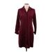Worthington Casual Dress - Shirtdress: Burgundy Dresses - Women's Size 8 Petite