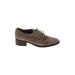 Donald J Pliner Flats: Oxfords Chunky Heel Casual Brown Print Shoes - Women's Size 9 - Almond Toe