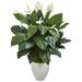 Nearly Natural 49in. Elegant Spathiphyllum Artificial Plant in White Planter Green