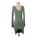 Shein Casual Dress - Mini Scoop Neck Long sleeves: Green Print Dresses - New - Women's Size Small