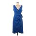 H&M Casual Dress - Party Plunge Sleeveless: Blue Print Dresses - Women's Size Medium