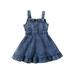 Peyakidsaa Girls Summer Denim Dress Sleeveless Button Down Ruffle Tank Dress